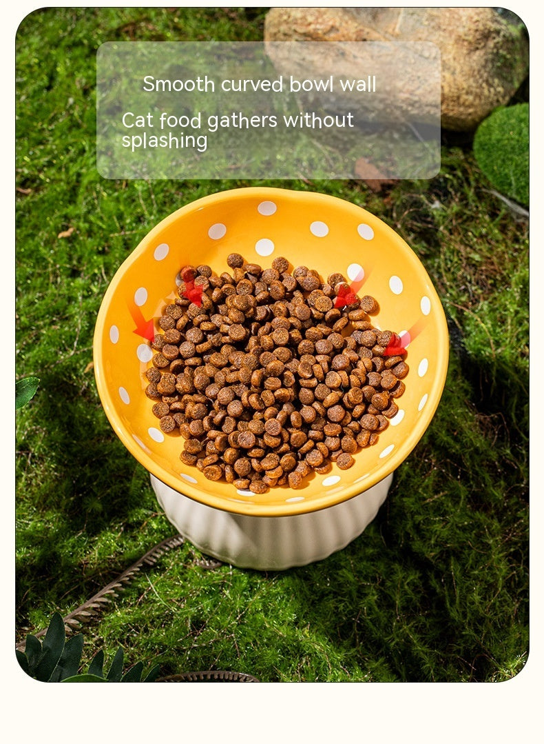 Mushroom Design Raised Ceramic Cat Bowls – Ergonomic & Stylish