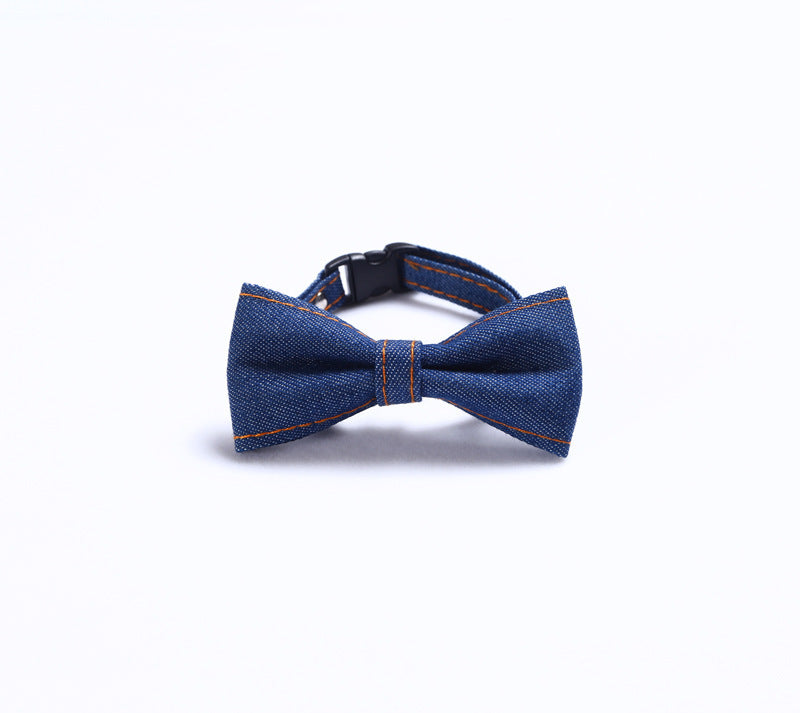Premium Denim Cat Collar Set - Bow Tie & Necktie Styles for Dapper Felines