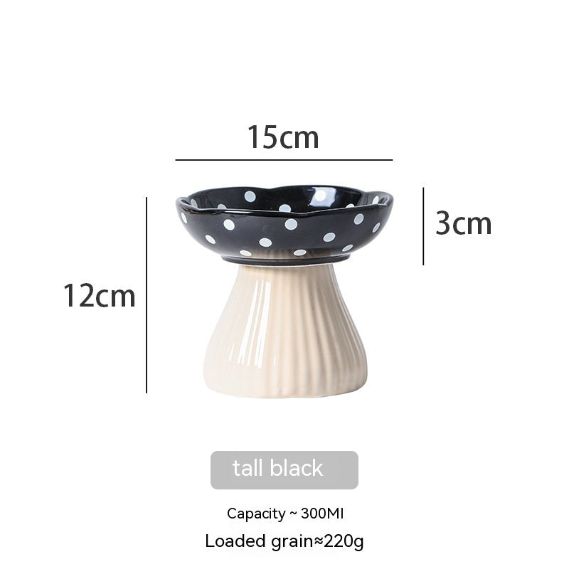 Mushroom Design Raised Ceramic Cat Bowls – Ergonomic & Stylish