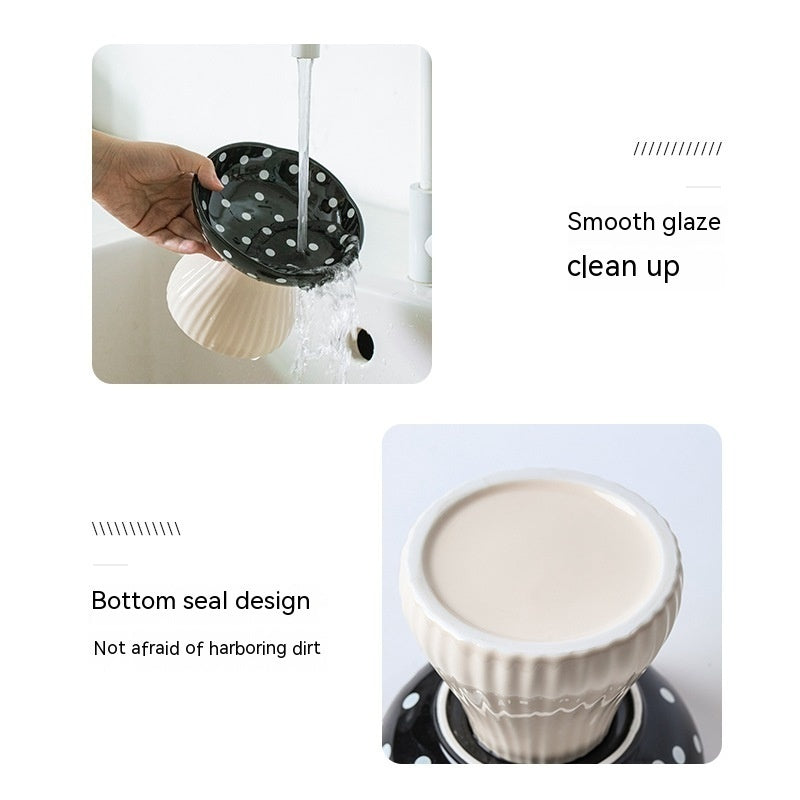 Mushroom Design Raised Ceramic Cat Bowls – Ergonomic & Stylish
