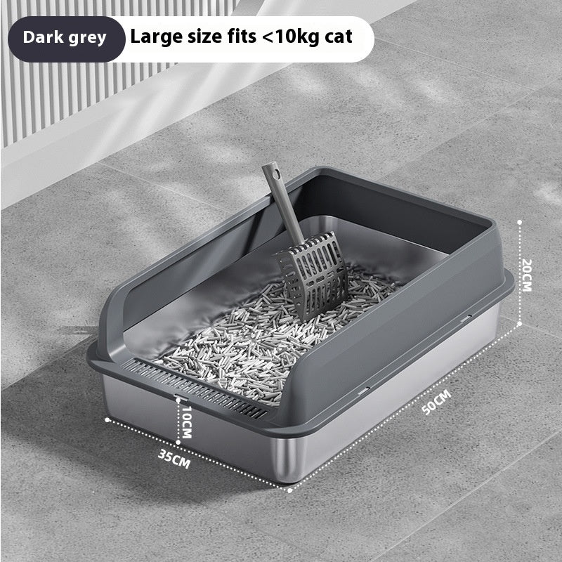 Premium Stainless Steel Cat Litter Box - Odor-Resistant & Easy-Clean with Matching Scoop