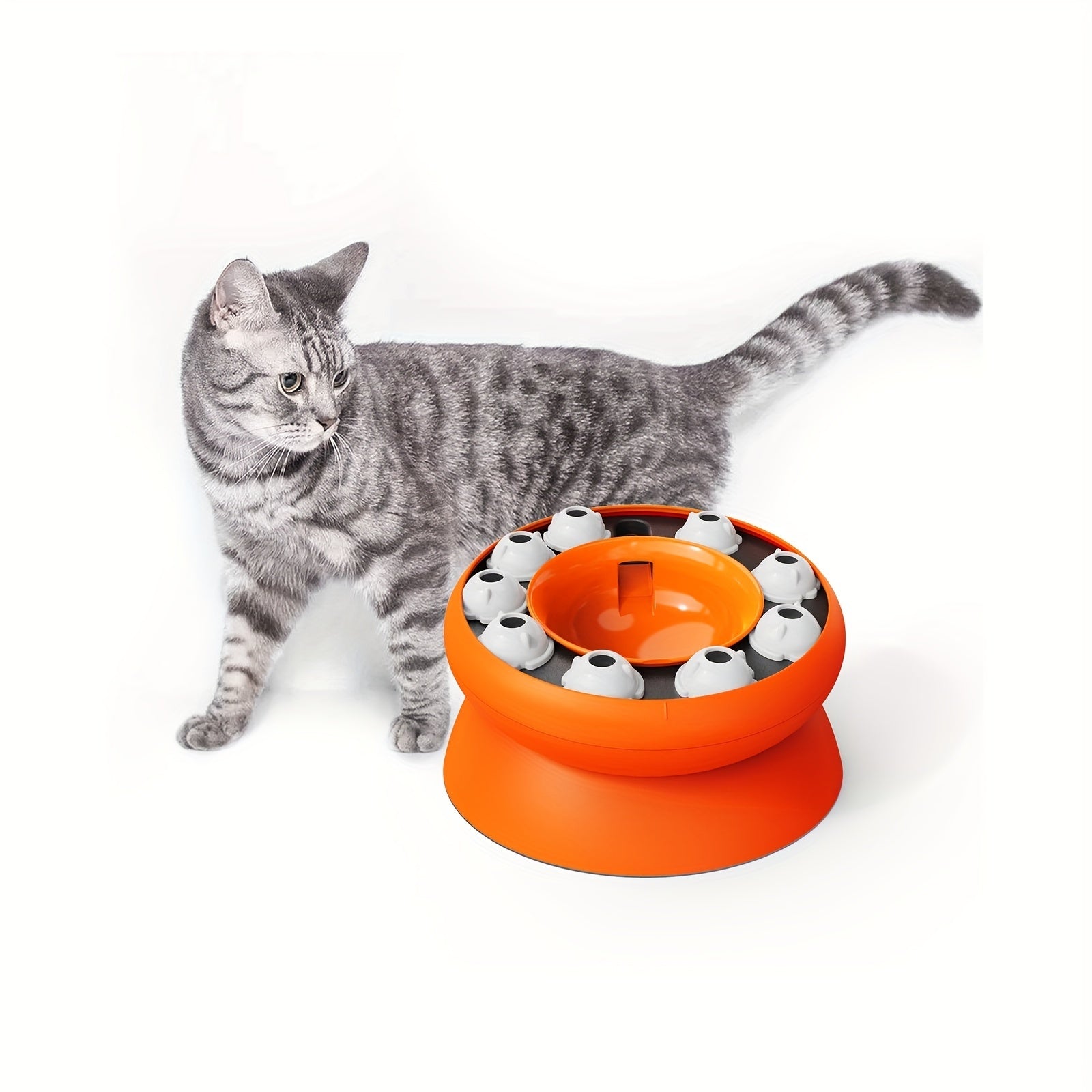 Anti-Tip Slow Feed Cat Bowl with Interactive Puzzle Design