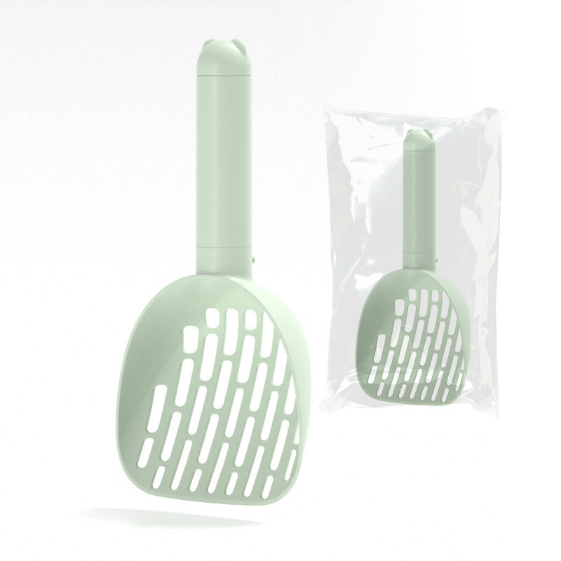 Smart Cat Litter Scoop with Hidden Bag Storage & Multi-Position Base - Wall Mount or Standing