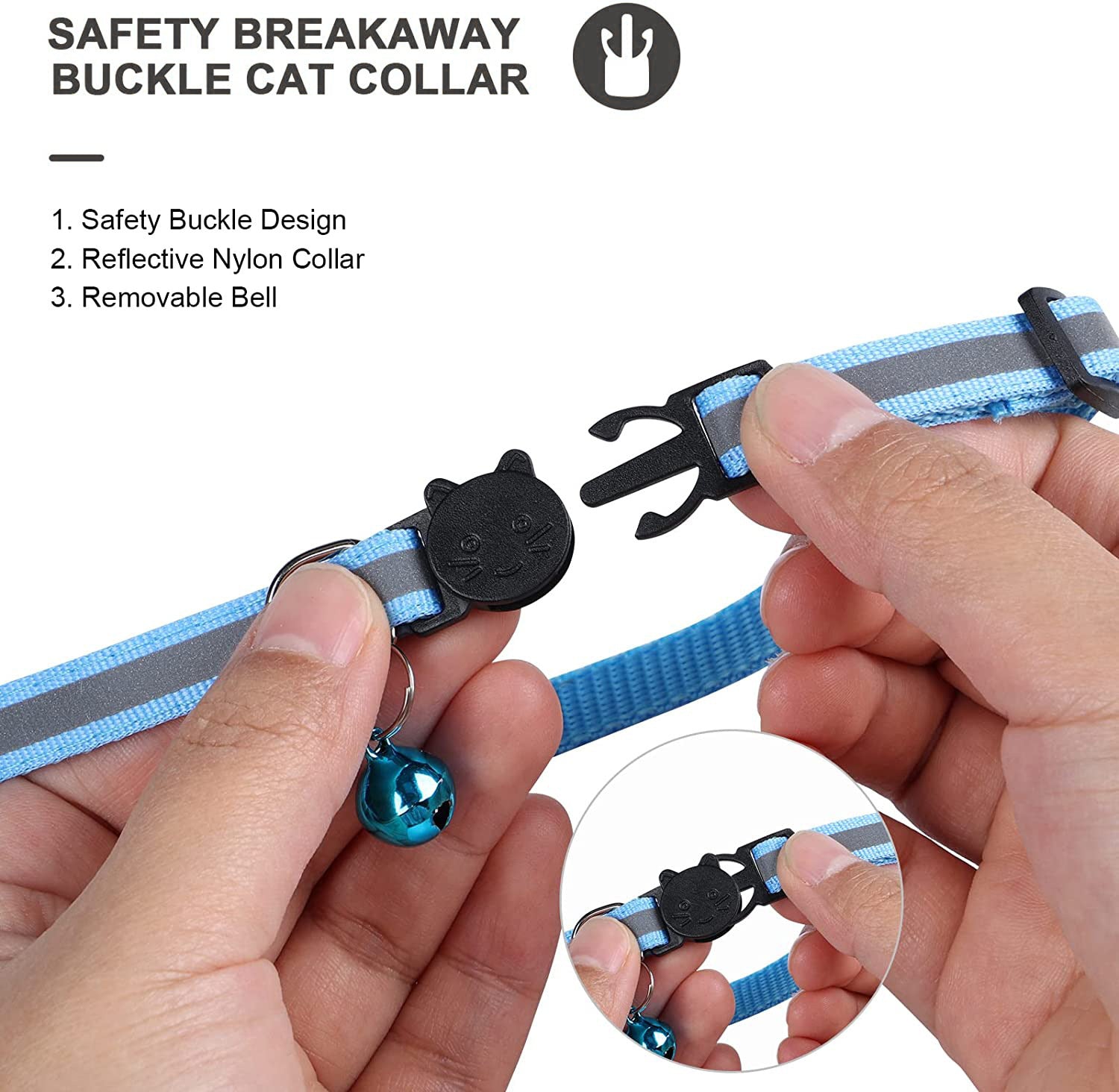 AirTag Cat Collar with Breakaway Safety Buckle - Reflective Adjustable Collar with Bell and Secure Tracker Holder