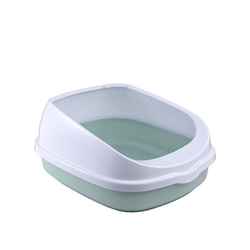 Semi-Enclosed Cat Litter Box - Large Size with Splash Guard & Easy-Clean Design