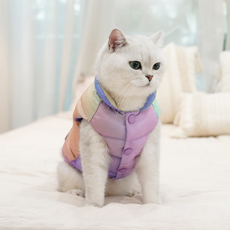 Vibrant Cat Winter Vest - Stylish Casual Wear for Active Felines