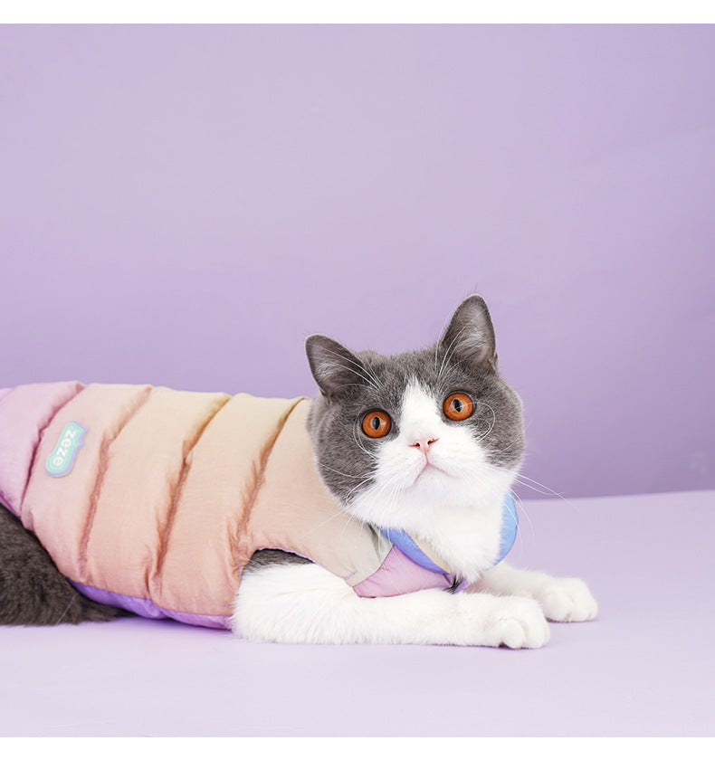 Vibrant Cat Winter Vest - Stylish Casual Wear for Active Felines
