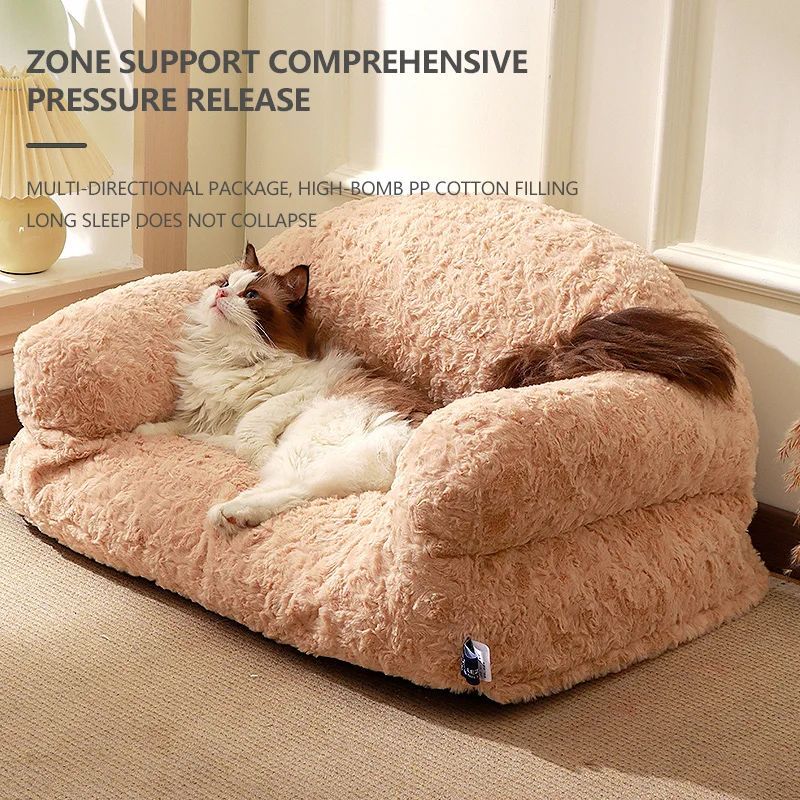 Plush All-Season Cat Sofa Bed – Non-Slip Base & Scratch-Resistant Fabric