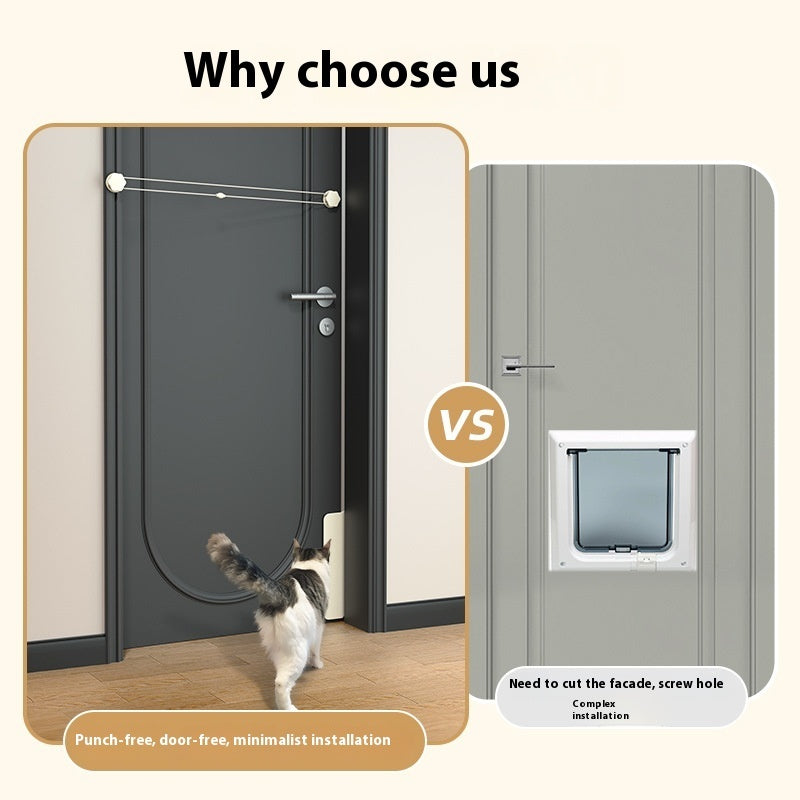 Auto-Close Cat Door Latch System - No Installation Required | Elastic Door Barrier