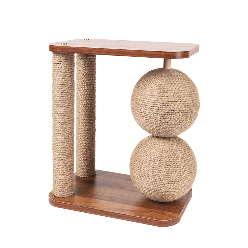 Solid Wood Cat Climbing Frame with Spinning Ball - Wear-Resistant Claw Care Tower