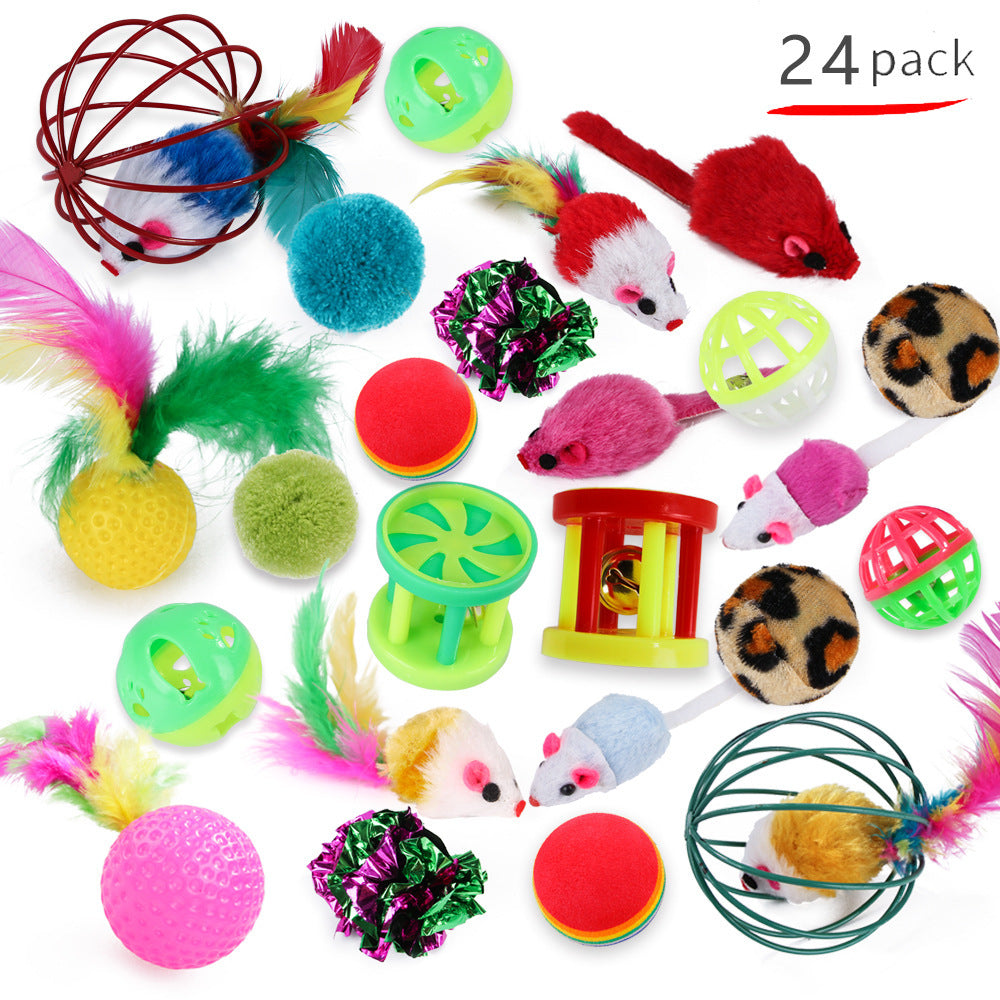 Cat Toy Variety Pack - 24 Piece Interactive Play Set for Indoor Cats