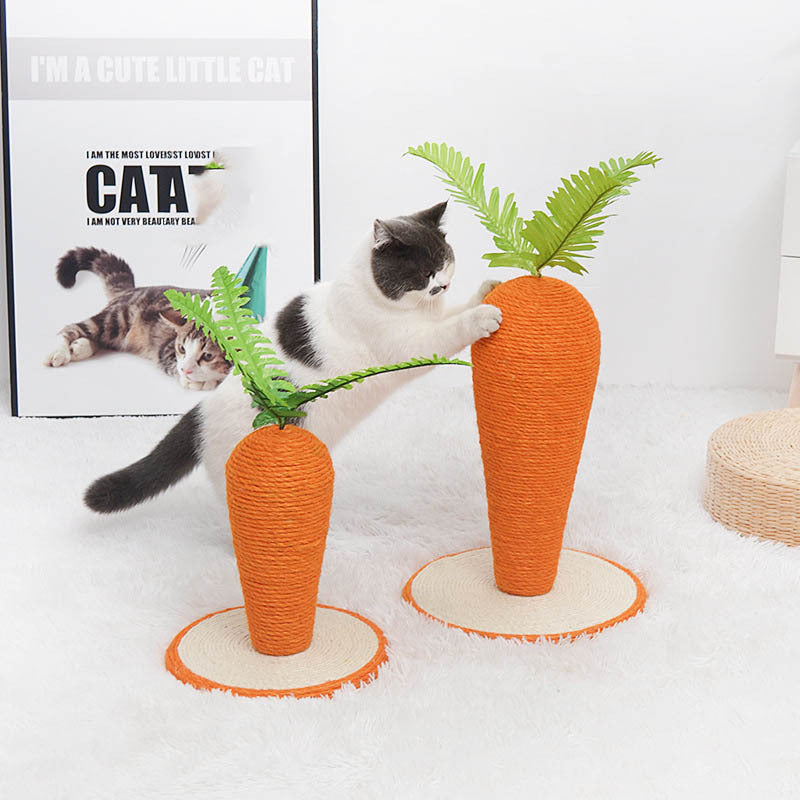 Adorable Carrot Scratching Post - Natural Sisal Cat Scratcher with Leafy Top