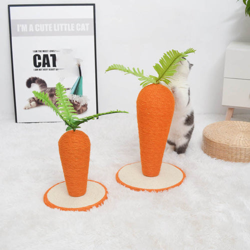 Adorable Carrot Scratching Post - Natural Sisal Cat Scratcher with Leafy Top