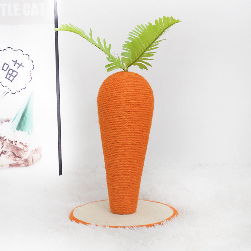 Adorable Carrot Scratching Post - Natural Sisal Cat Scratcher with Leafy Top