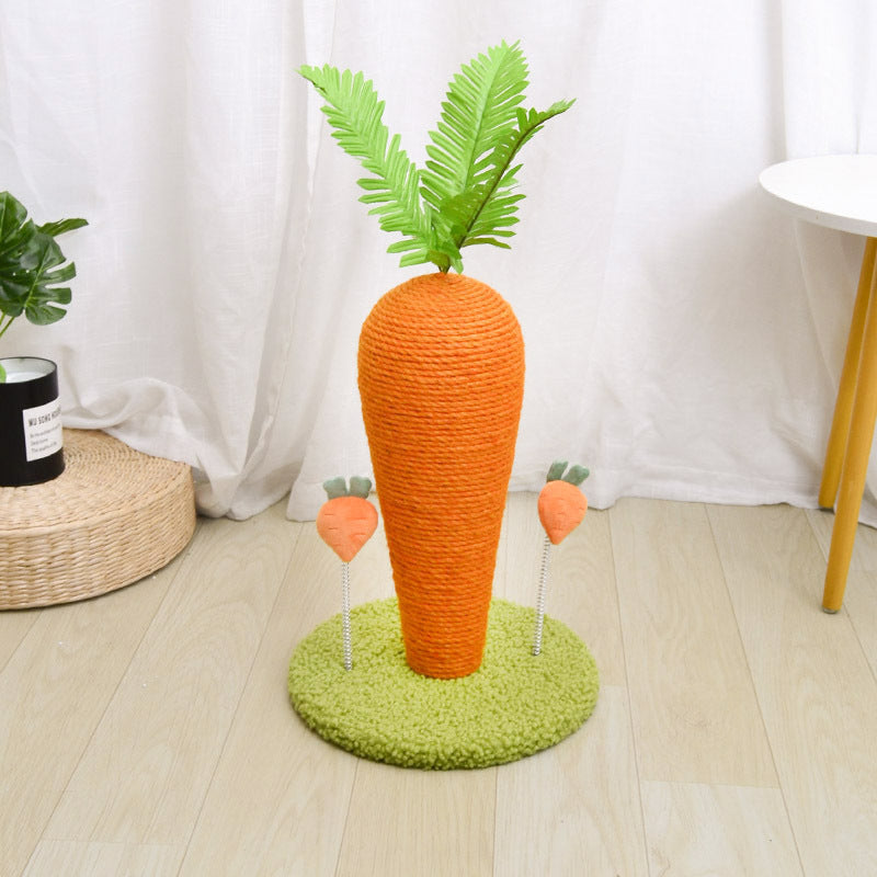 Adorable Carrot Scratching Post - Natural Sisal Cat Scratcher with Leafy Top