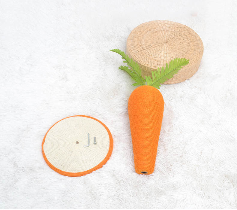 Adorable Carrot Scratching Post - Natural Sisal Cat Scratcher with Leafy Top
