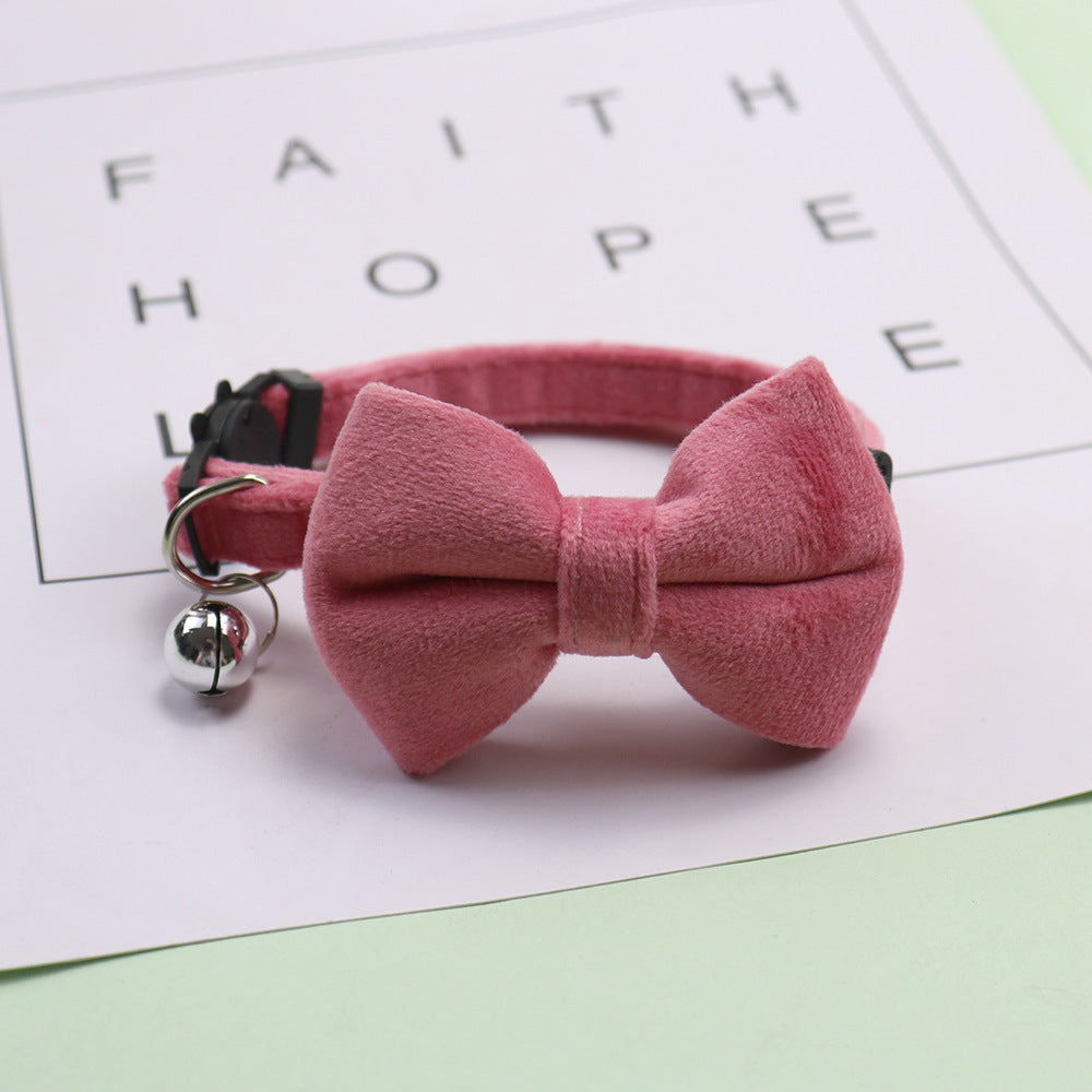 Premium Suede Bow Tie Cat Collar with Bell - Adjustable Comfort & Style