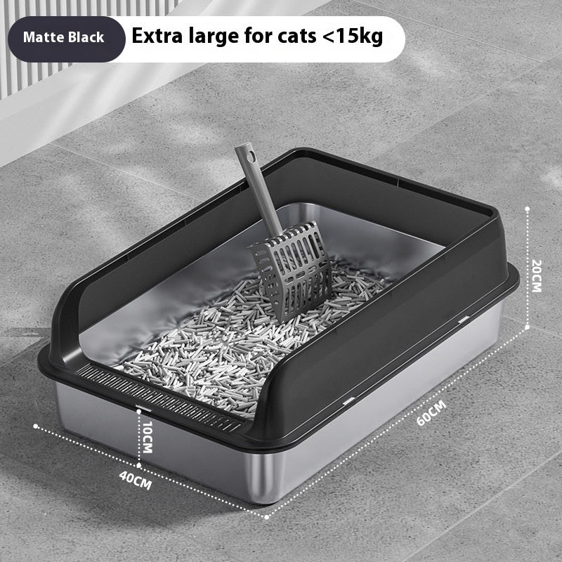 Premium Stainless Steel Cat Litter Box - Odor-Resistant & Easy-Clean with Matching Scoop