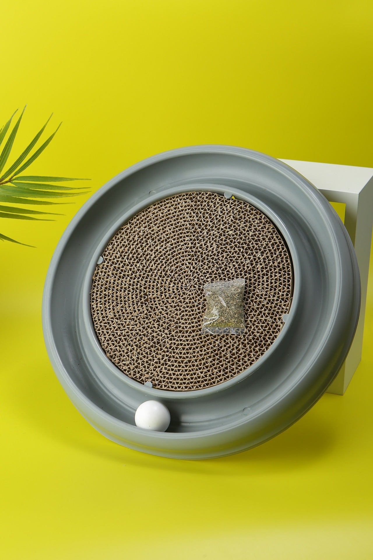 Interactive Cat Scratcher Bowl with Rolling Ball Toy - Circular Scratching Pad & Play Station