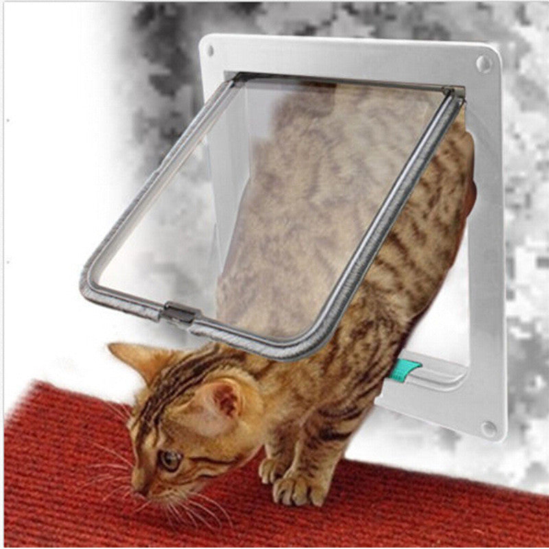 4-Way Locking Cat Door - Multiple Sizes Available (White & Brown)