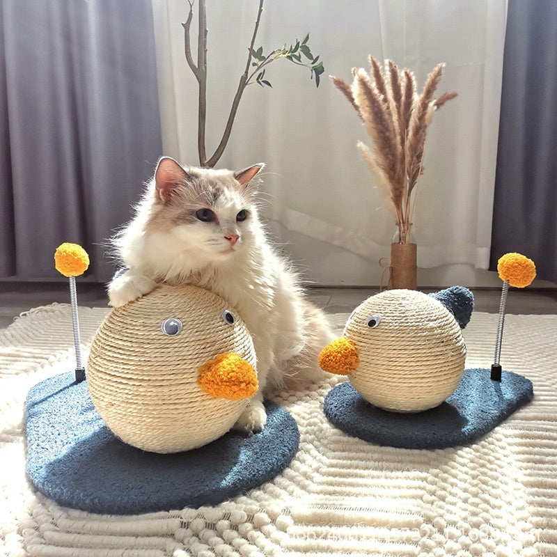 Duck Scratching Post with Interactive Spring Ball - Cute Bird Design Scratcher