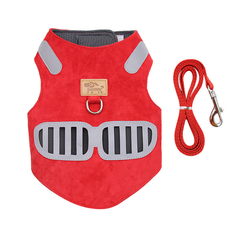 Soft Suede-Feel Cat Harness with Reflective Safety Design - Breathable Mesh Construction