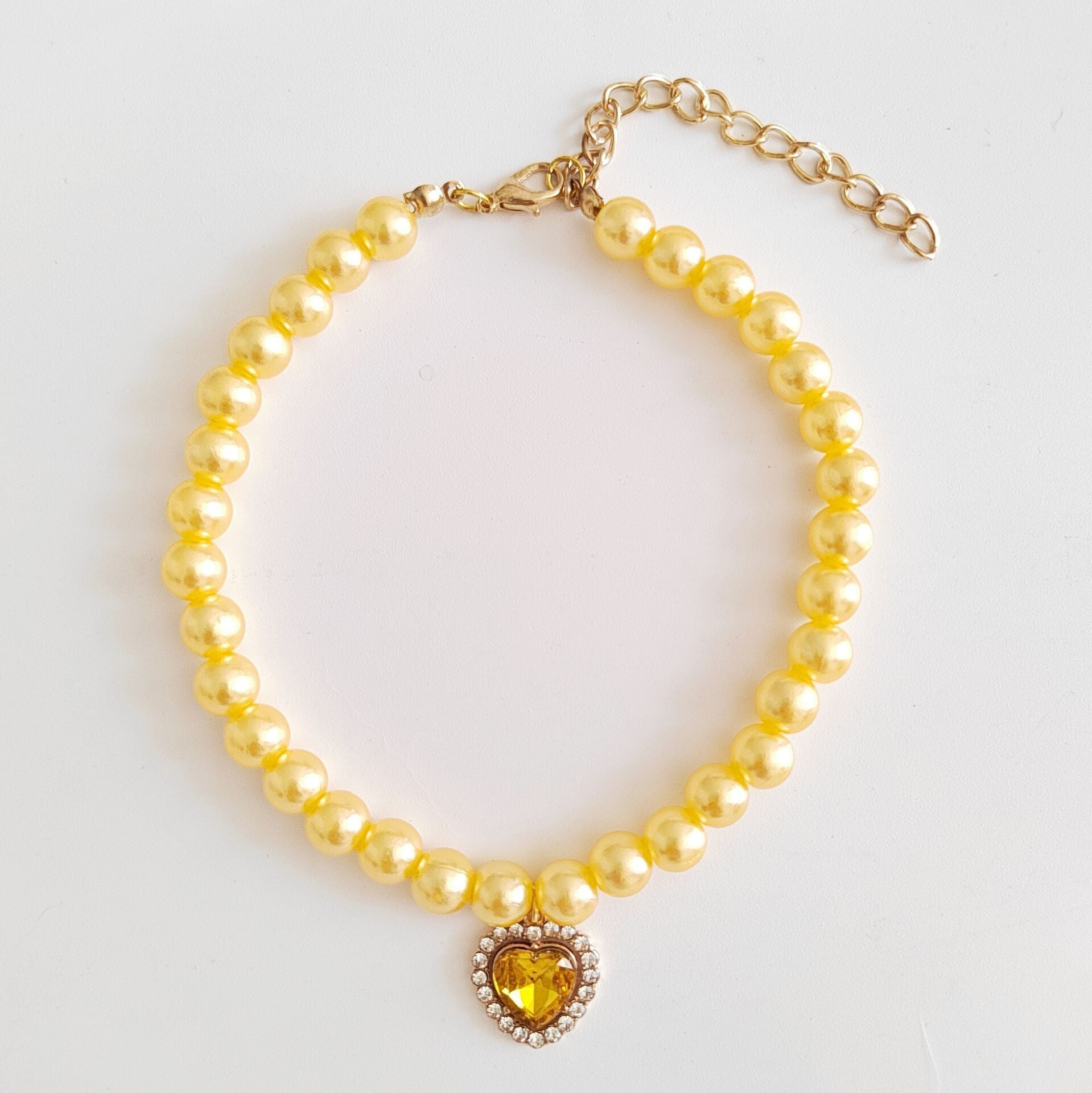 Luxury Pearl Cat Collar with Crystal Heart Pendant - Elegant Designer Collar in 4 Colors