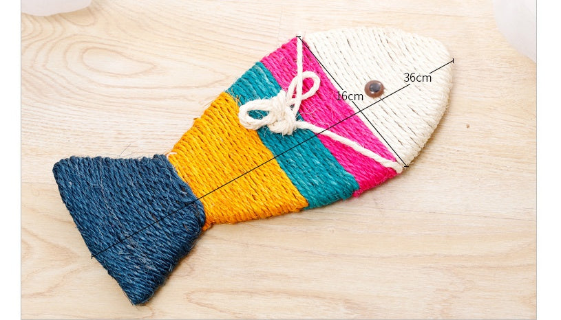 Colorful Fish-Shaped Sisal Scratching Pad - Natural Fiber Cat Scratcher & Play Toy