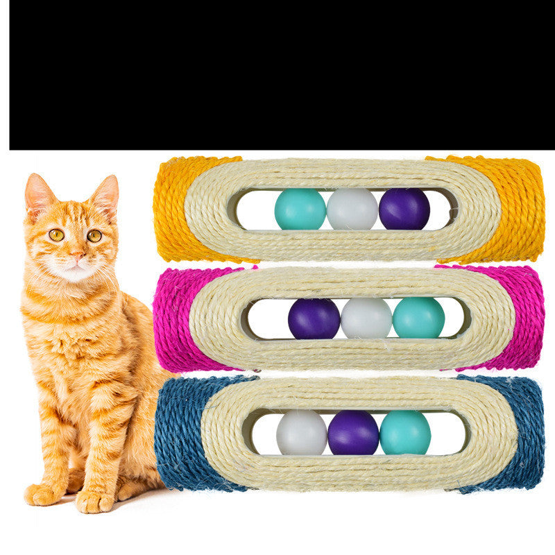 Interactive Sisal Ball Tunnel Toy - Multi-Level Cat Entertainment with Rolling Balls & Scratching Surface