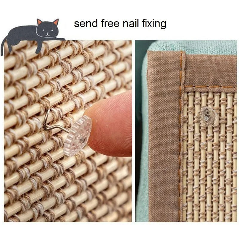Natural Bamboo Cat Scratch Mat - Furniture Protector & Scratching Surface | 2 Sizes Available