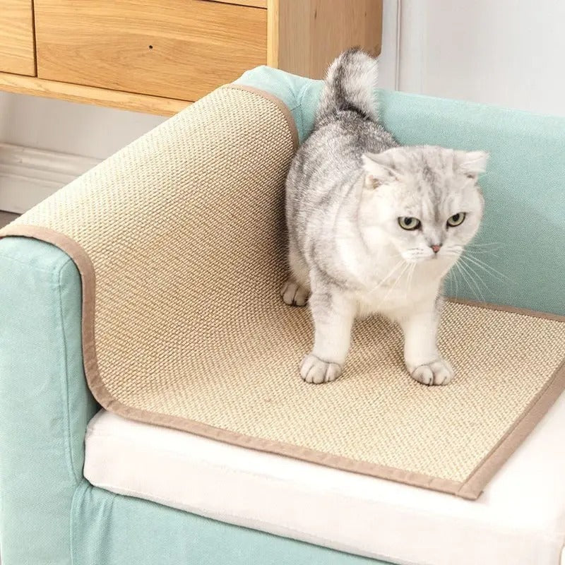 Natural Bamboo Cat Scratch Mat - Furniture Protector & Scratching Surface | 2 Sizes Available
