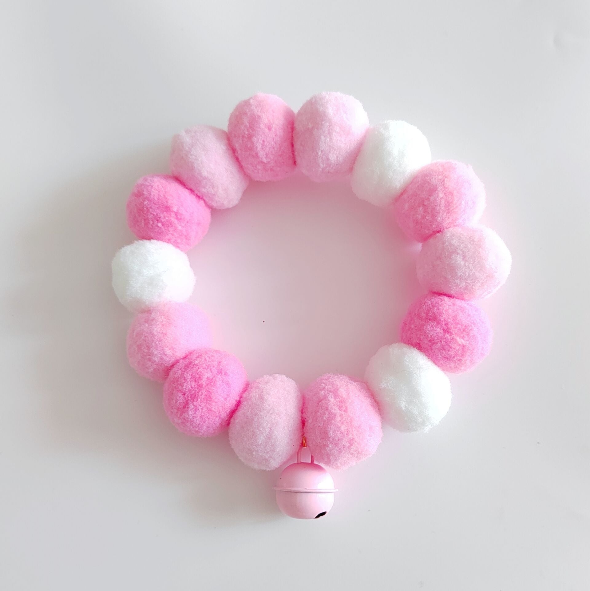 Adorable Pom Pom Cat Collar with Bell - Fluffy Gradient Color Party Collar