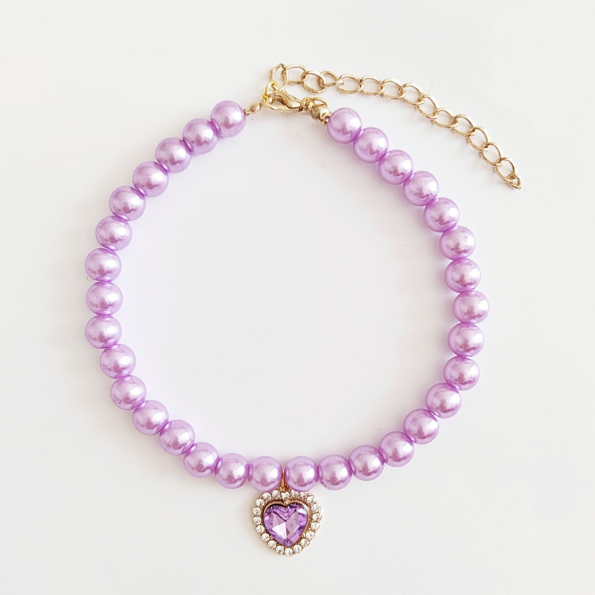 Luxury Pearl Cat Collar with Crystal Heart Pendant - Elegant Designer Collar in 4 Colors