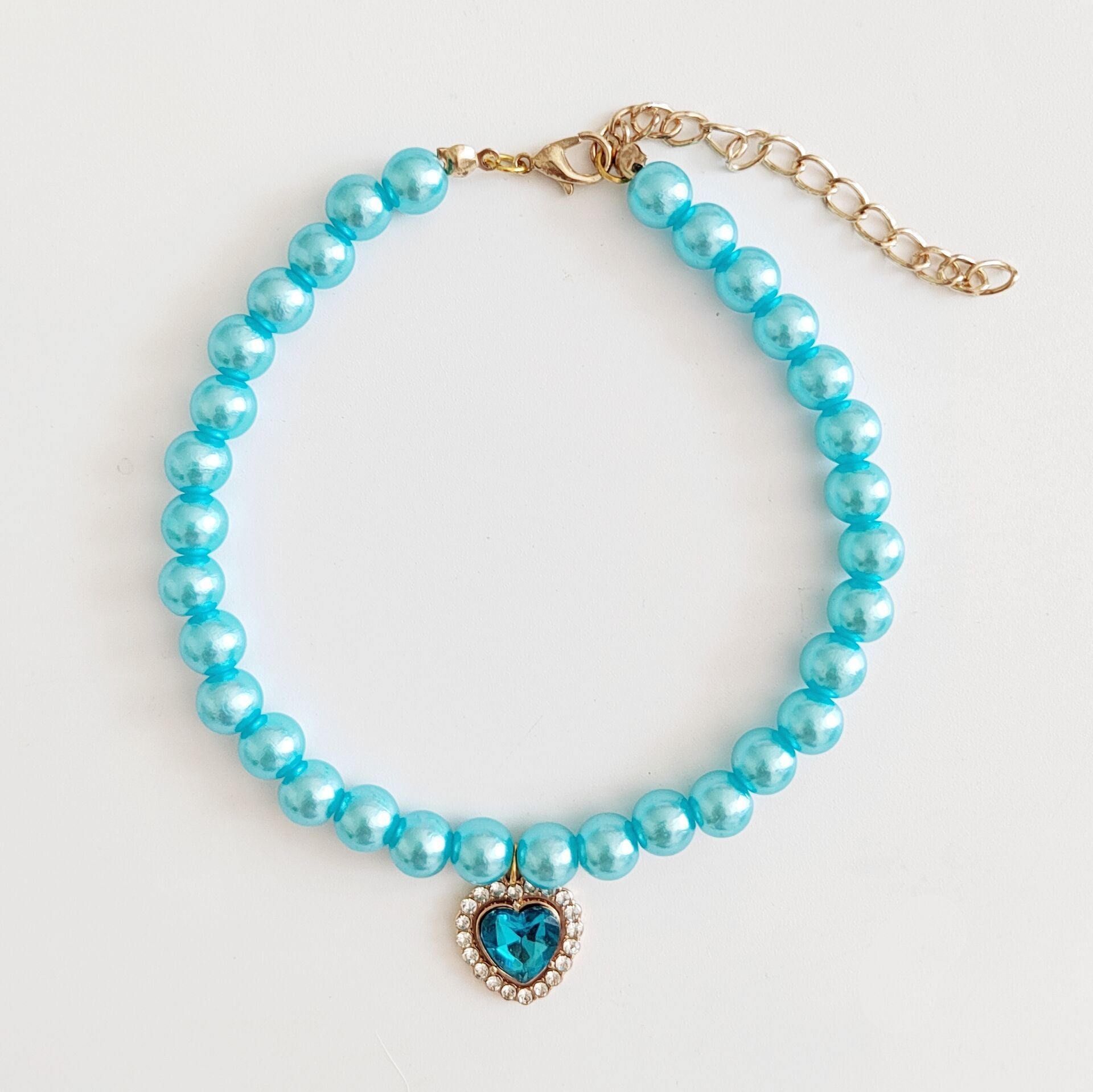 Luxury Pearl Cat Collar with Crystal Heart Pendant - Elegant Designer Collar in 4 Colors