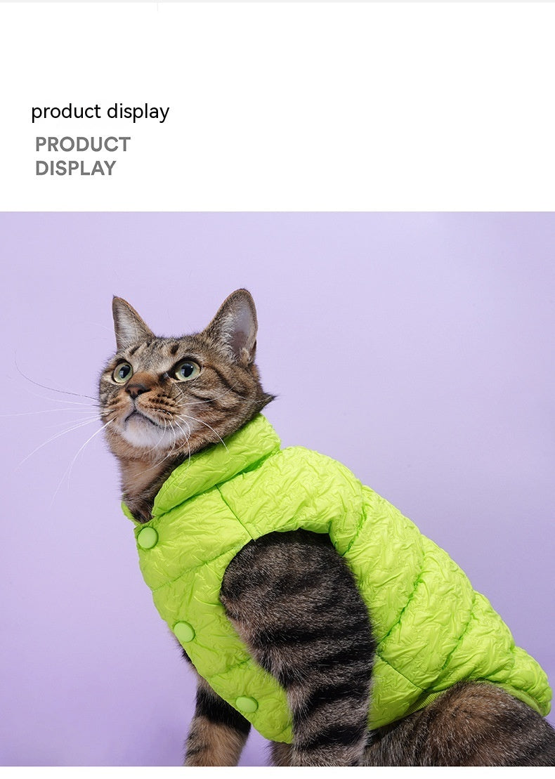 Premium Anti-Static Cat Winter Vest - Fluorescent Green with Advanced Lint-Resistant Technology