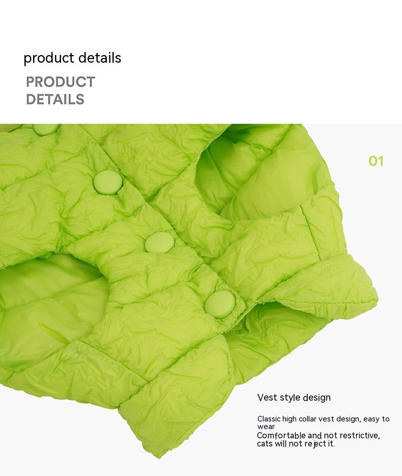 Premium Anti-Static Cat Winter Vest - Fluorescent Green with Advanced Lint-Resistant Technology