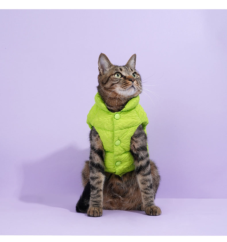 Premium Anti-Static Cat Winter Vest - Fluorescent Green with Advanced Lint-Resistant Technology
