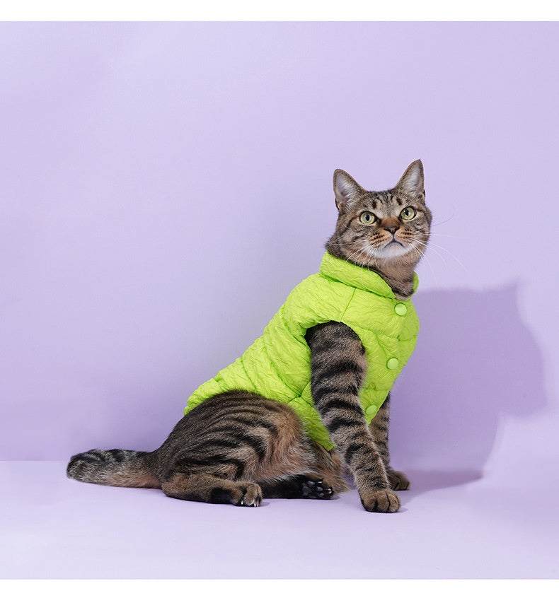 Premium Anti-Static Cat Winter Vest - Fluorescent Green with Advanced Lint-Resistant Technology