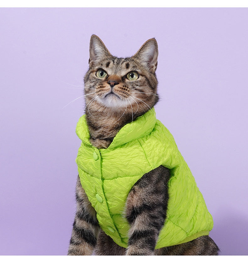 Premium Anti-Static Cat Winter Vest - Fluorescent Green with Advanced Lint-Resistant Technology