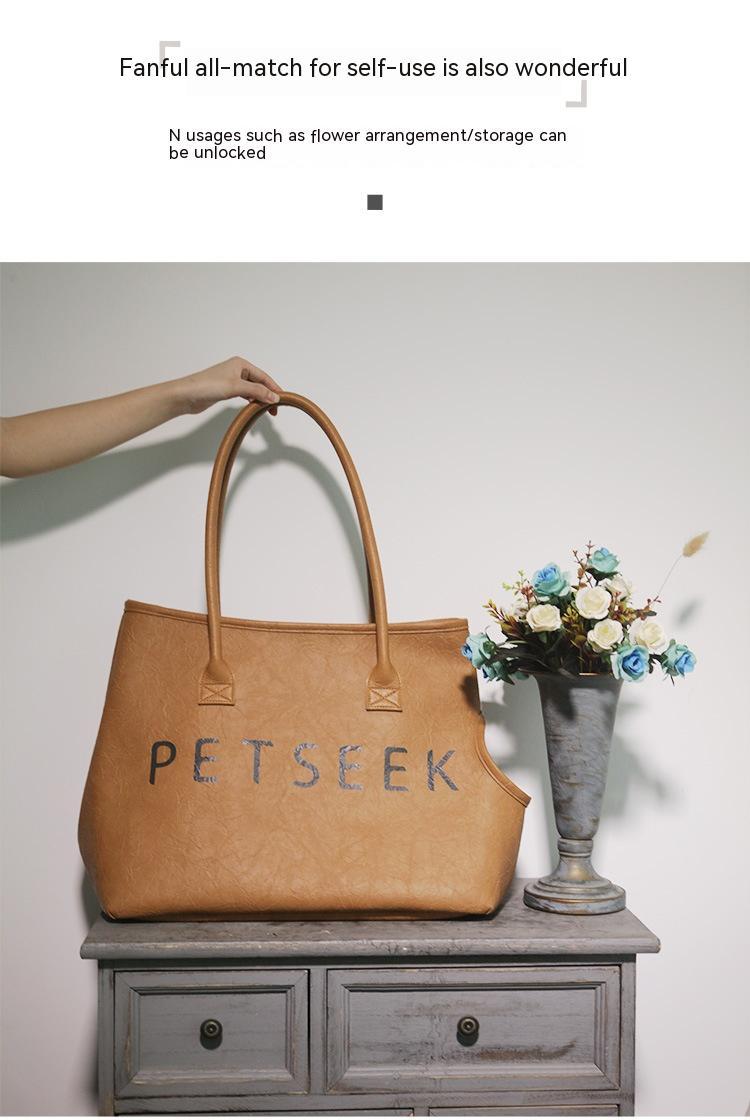 PETSEEK Designer Tote Pet Carrier - Premium Vegan Leather with Oxford Lining