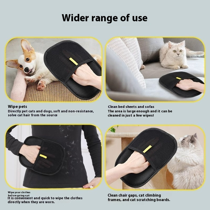 Electrostatic Pet Hair Remover Gloves - Dual-Sided Grooming Mitts for Dogs & Cats