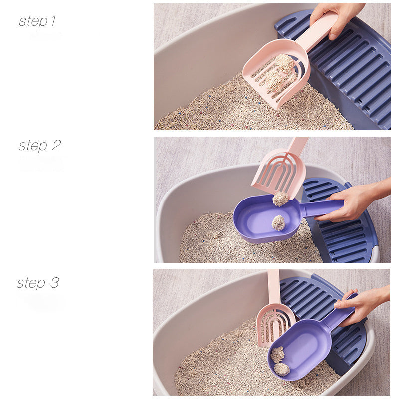Premium 2-in-1 Cat Litter Scoop Set with Storage Base - Easy Clean Design