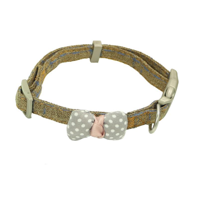 Adorable Polka Dot Bow Tie Cat Collar - Denim Style Adjustable Kitten Collar