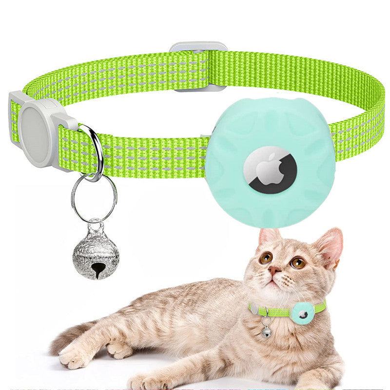 Reflective Cat Collar with AirTag Holder - Adjustable Safety Collar with Bell and Breakaway Buckle