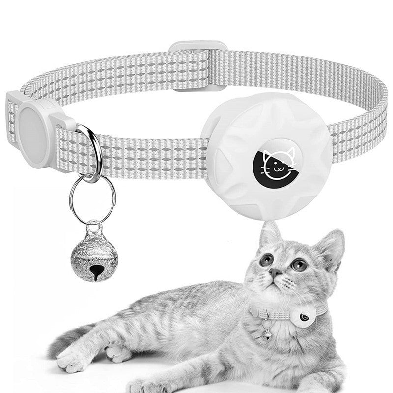 Reflective Cat Collar with AirTag Holder - Adjustable Safety Collar with Bell and Breakaway Buckle