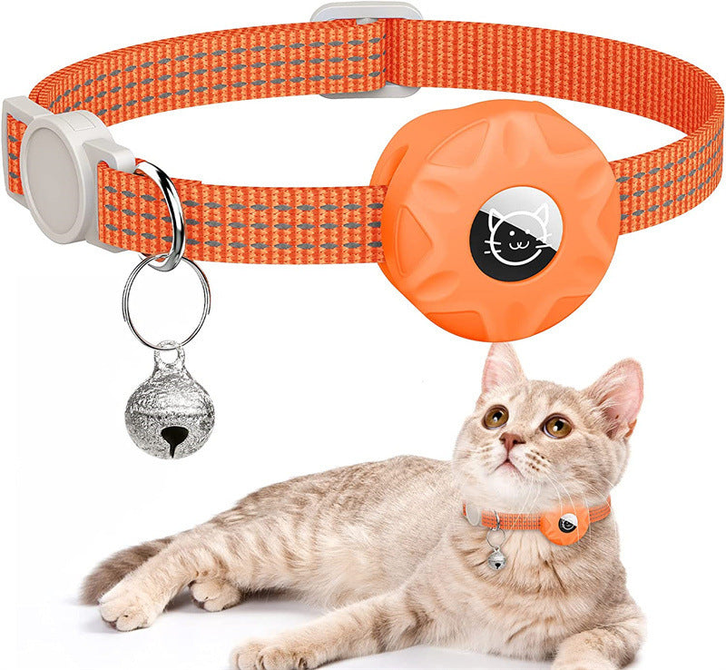 Reflective Cat Collar with AirTag Holder - Adjustable Safety Collar with Bell and Breakaway Buckle