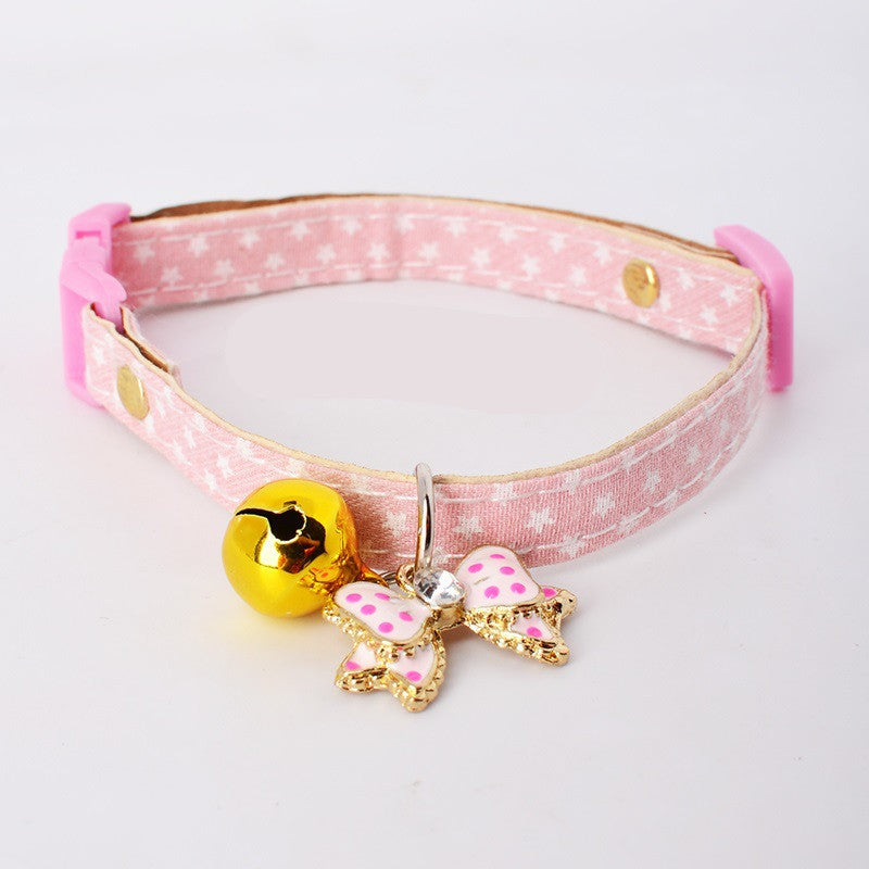 Kawaii Cat Collar with Bell & Charm - Adjustable Polka Dot Safety Collar for Cats