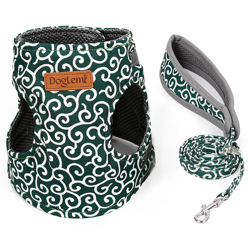 Japanese-Style Cat Vest Harness & Leash Set - Breathable Canvas with Ergonomic Design
