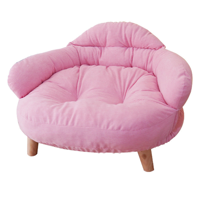 Elevated Cat Sofa Bed - Premium Wooden Pet Lounger with Plush Cushion