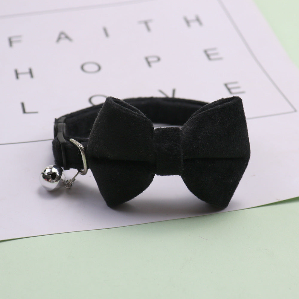 Premium Suede Bow Tie Cat Collar with Bell - Adjustable Comfort & Style